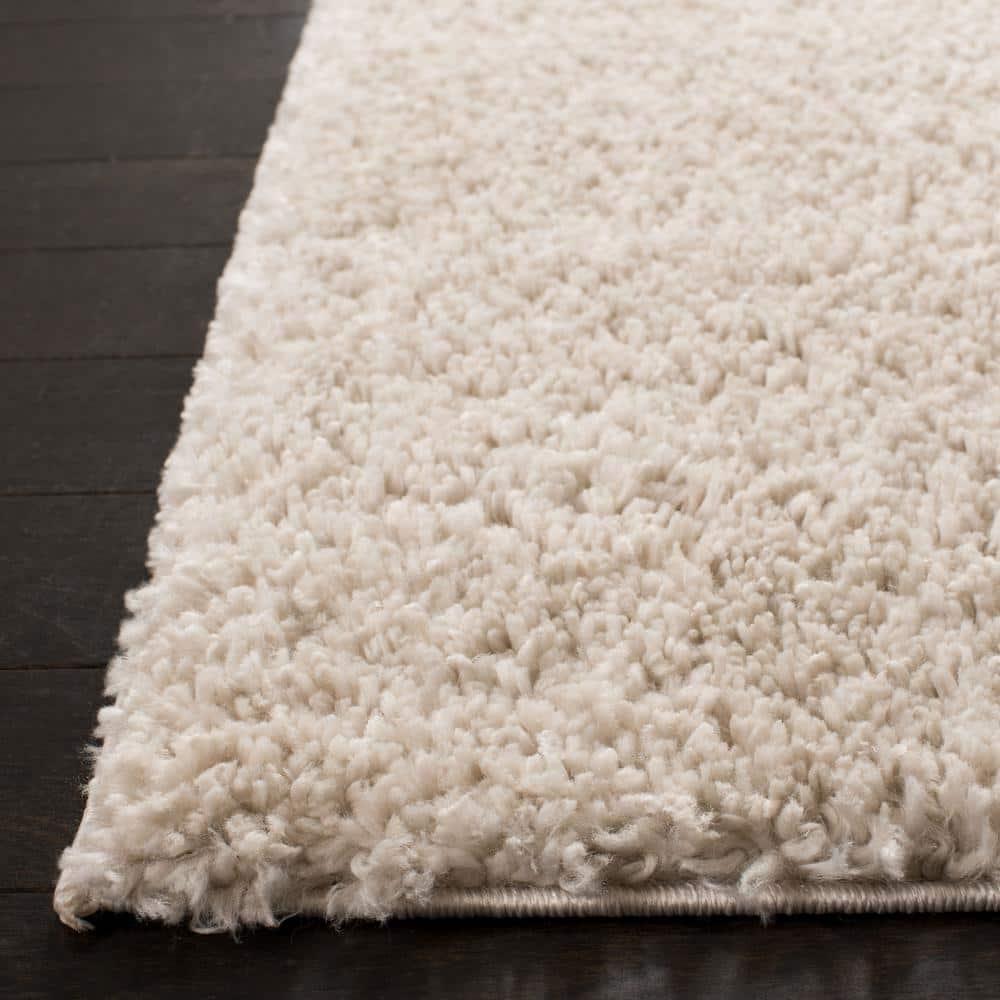 SAFAVIEH August Carlene Solid Plush Shag Area Rug, Beige, 9' x 12'