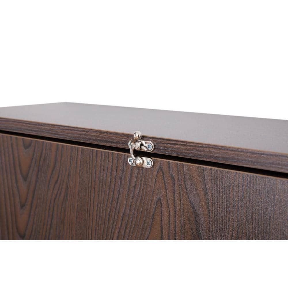 Basicwise Wall Mount Laptop Fold-out Desk with Shelves, Brown