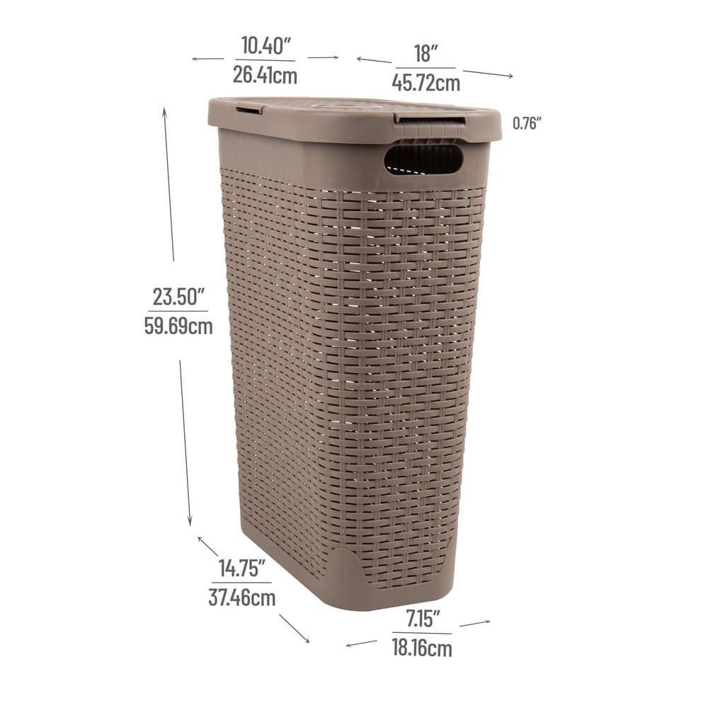 Mind Reader Mind Reader 40L Slim Laundry Hamper, Clothes Basket, Lid, Wicker Design, Plastic