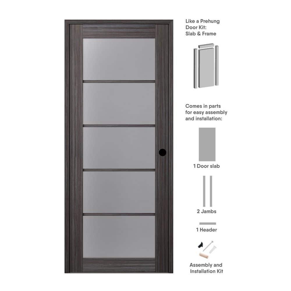 Palladio 5 Lite DIY-Friednly Manufactured Wood and Glass Single Prehung Interior Door