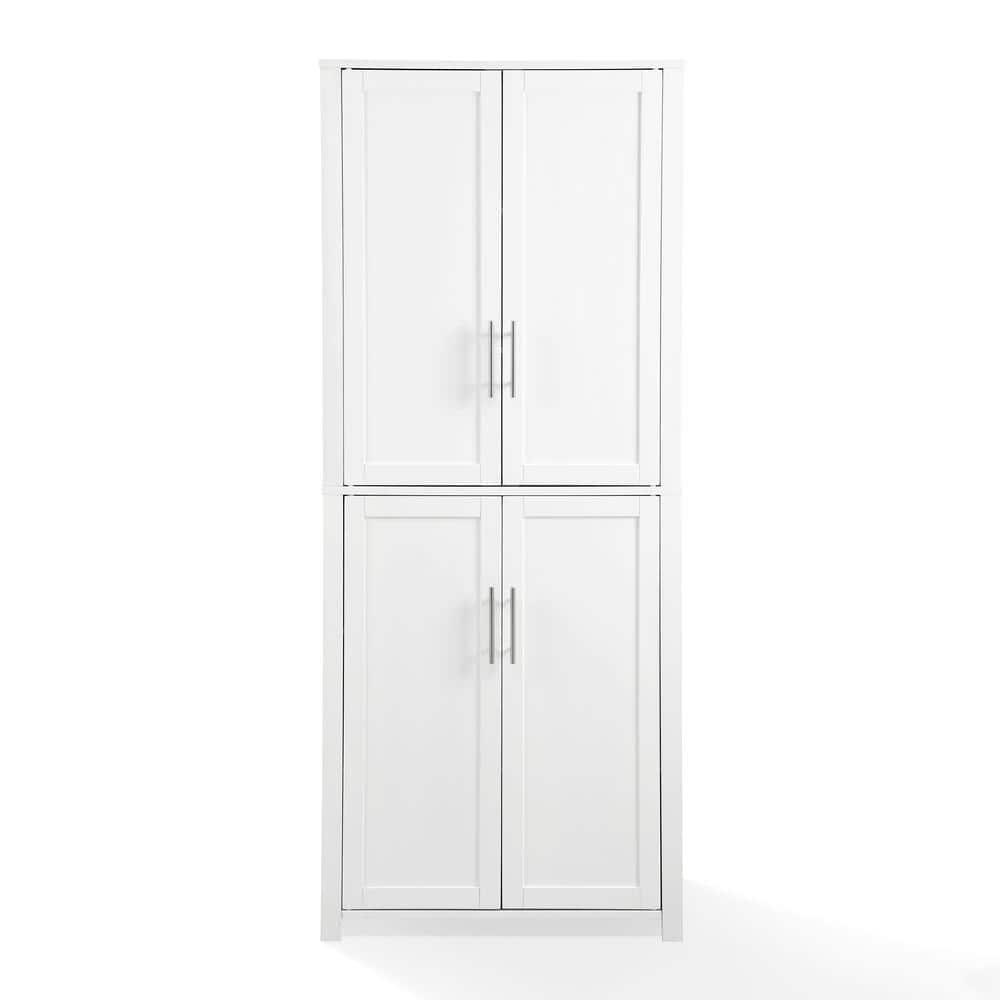 Savannah Tall Pantry White - Crosley: Shaker-Style Doors, 6 Adjustable Shelves, MDF Wood