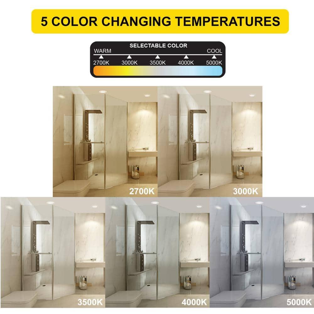 4 in. Slim Canless Square LED Recessed Light 12W 5CCT Dimmable IC Rated 550LM Black Trim 12PK