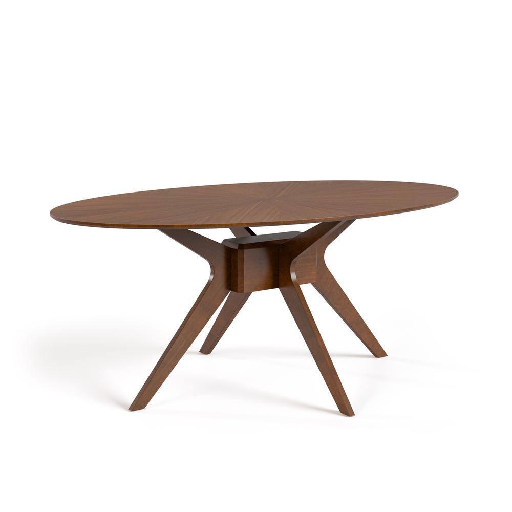 HOMES: Inside + Out 54" Pearlcrest Mid-Century Modern Modern Oval Dining Table Walnut