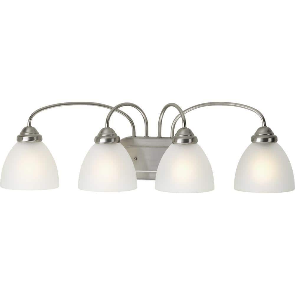 Progress Lighting Heart 4-Light Bath Bracket, Brushed Nickel, Etched Glass Shades