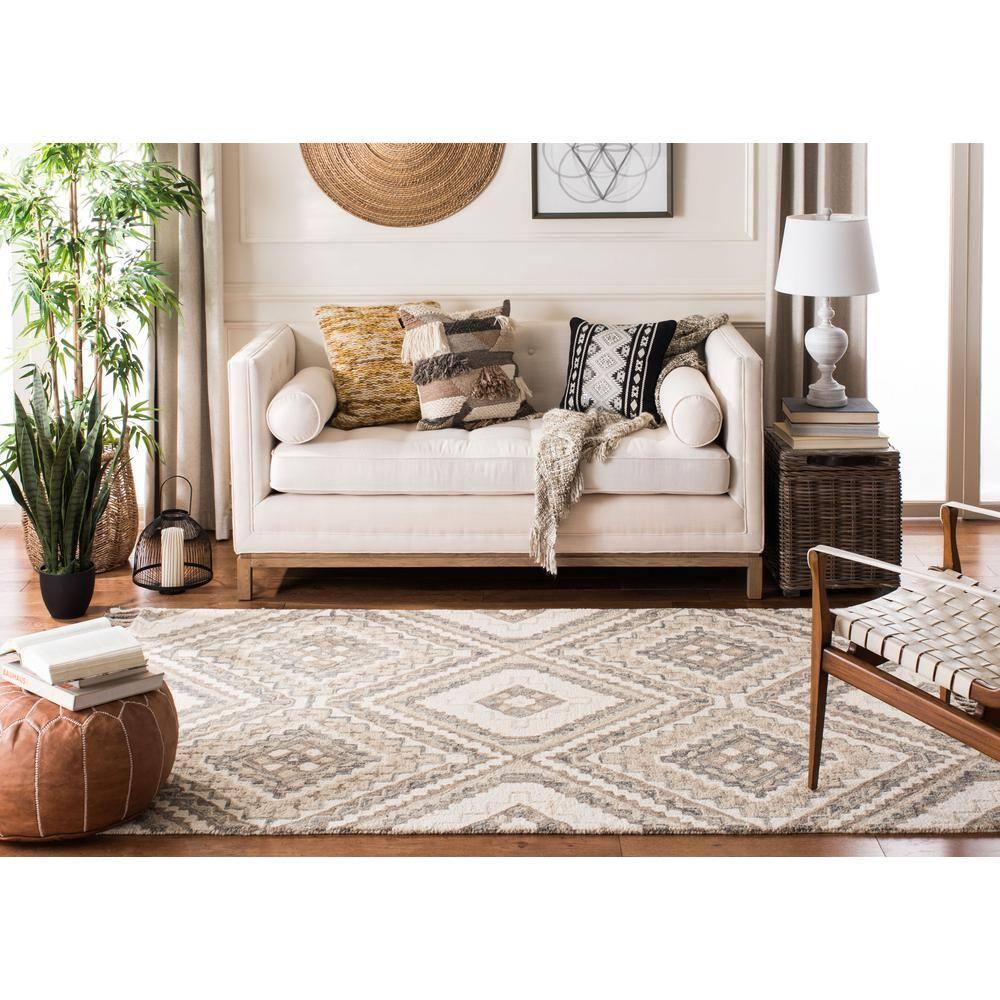 Aspen APN250 Hand Tufted Area Rug - Taupe/Ivory - 8' X 10' - Safavieh.