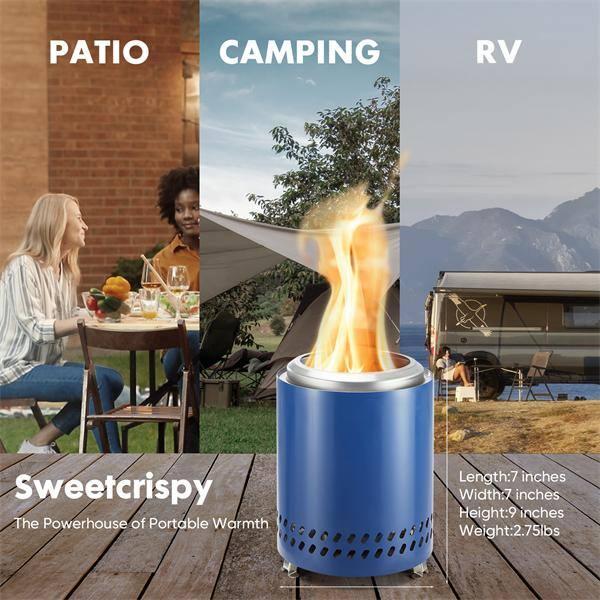 Compact Blue Stainless Steel Tabletop Fire Pit