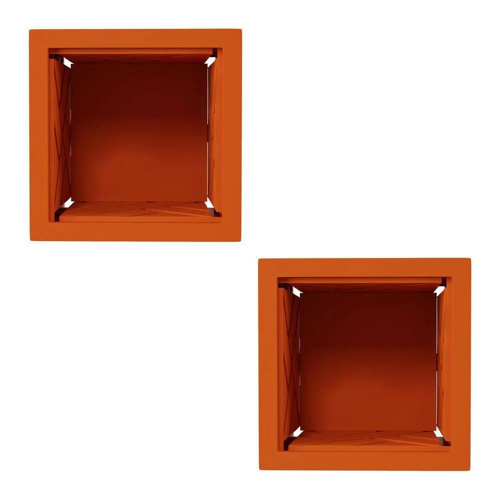 Terracotta Square Lattice Outdoor Planter Boxes Set of 2
