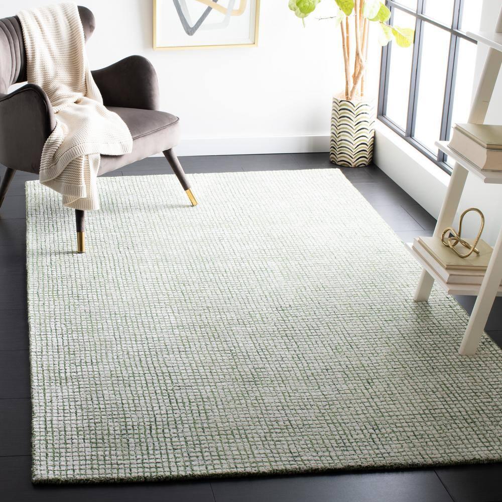 SAFAVIEH Abstract Dalia Geometric Abstract Area Rug, Ivory/Green, 6' x 6' Square