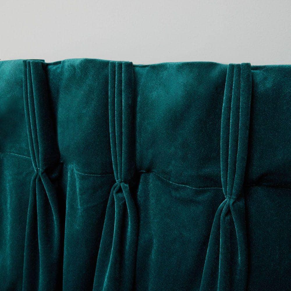 Set of 2 (84"x54") Velvet Back Tab Light Filtering Window Curtain Panels Teal - Exclusive Home: Polyester, Plain Weave