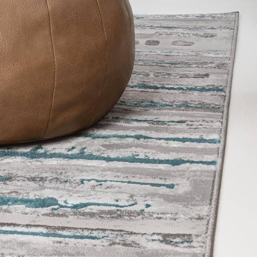 3'x5' Batten Modern Stripe Area Rug, Gray/Turquoise - JONATHAN Y