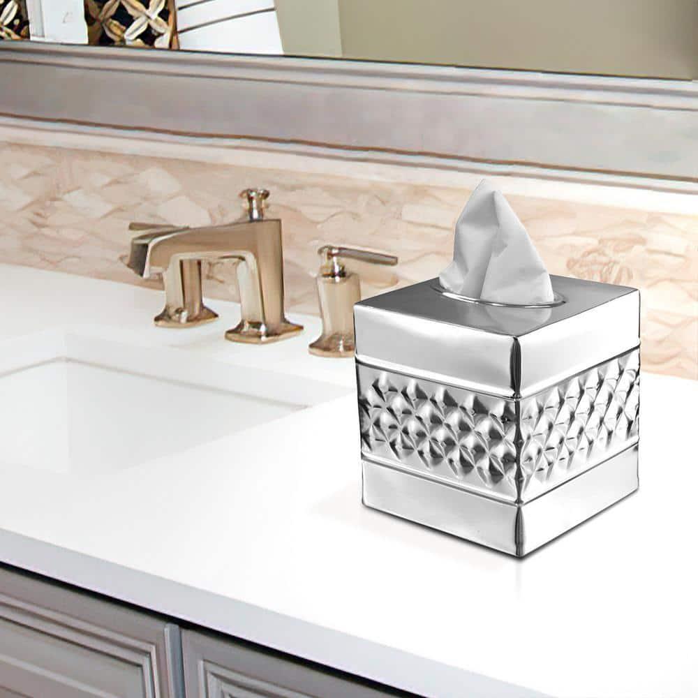 Monarch Abode Geometric Embossed Metal Tissue Box Cover