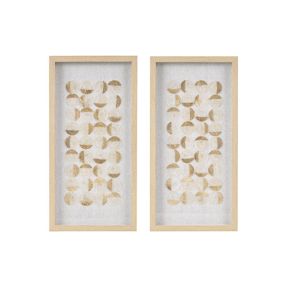 Mercury Row® Zeringue Emblem Natural Capiz with Gold Foil Shadowbox Wall Décor (Set of 2)