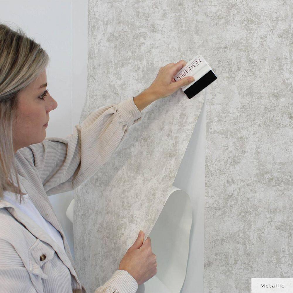 Tempaper & Co. Distressed Gold Removable Peel and Stick Wallpaper, Pearl Leaf, 28 sq ft