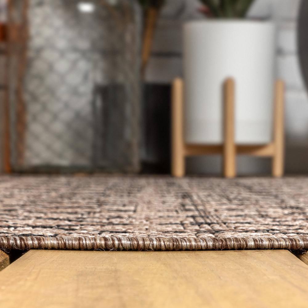 5'x8' Ourika Moroccan Geometric Textured Weave Indoor/Outdoor Area Rug, Natural/Black - JONATHAN Y