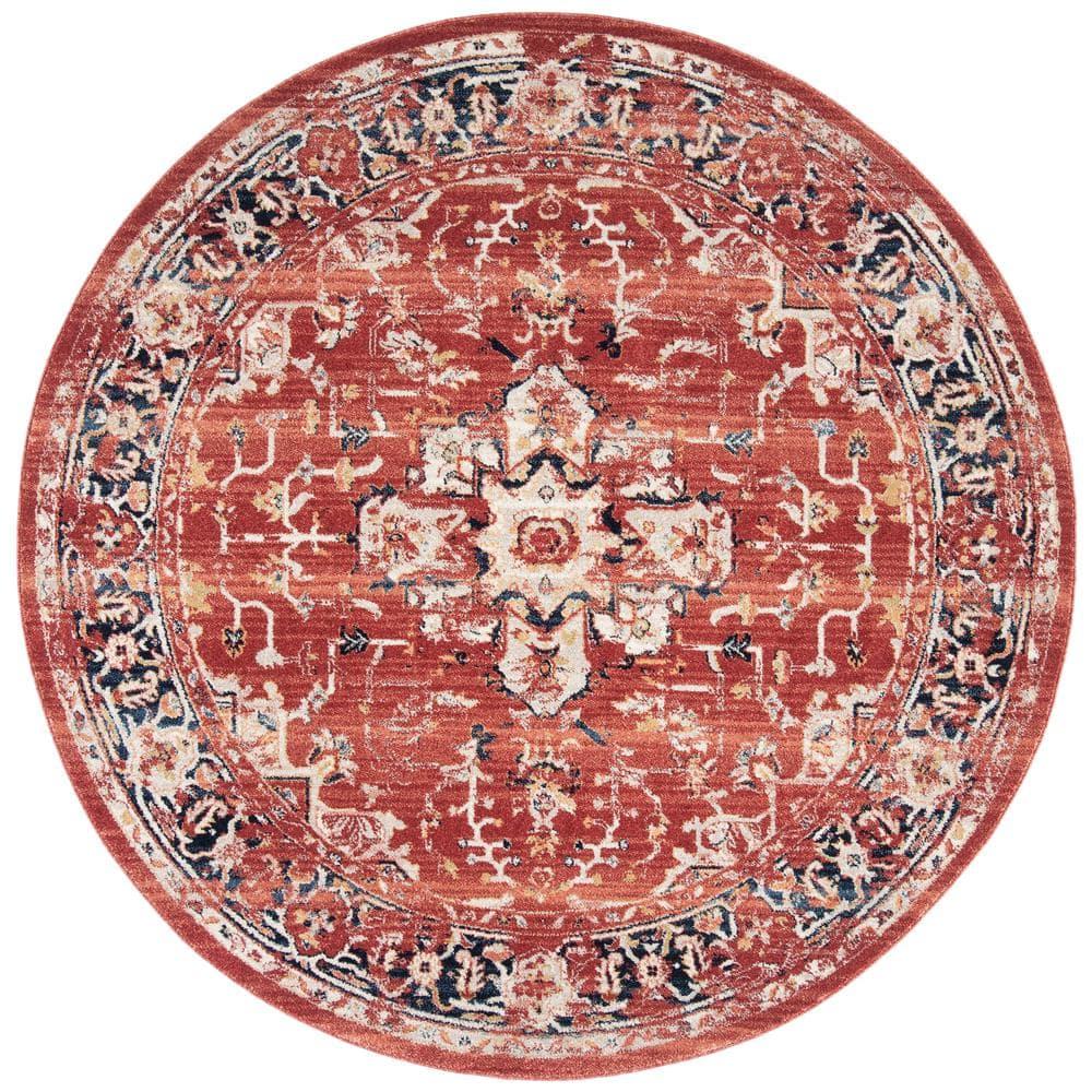 Charleston CHL411 Loomed Indoor Area Rug - Red/Ivory - 6'7"x6'7" Round - Safavieh