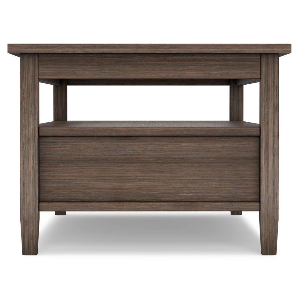 Simpli Home Warm Shaker 48"W Solid Wood Coffee Table with Two Storage Drawers and Open Shelf