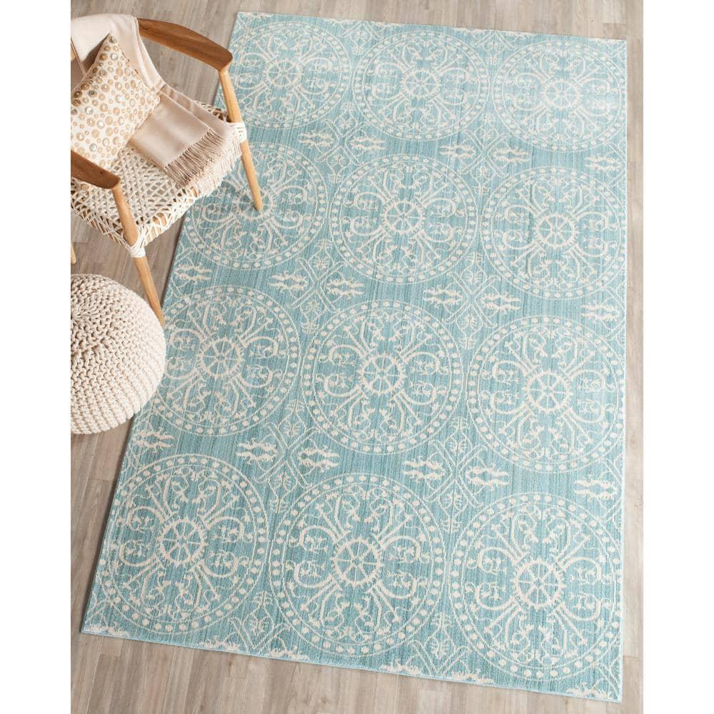 SAFAVIEH Valencia Larry Medallion Polyester Area Rug, Alpine/Cream, 4' x 6'