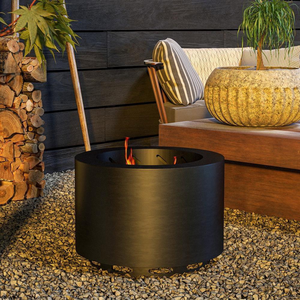 SHANRUGUOJI Outsunny Smokeless Fire Pit, 19" Portable Wood Burning Firepit With Poker, Low Smoke Camping Bonfire Stove For Backyard Patio Picnic, Stainless Steel