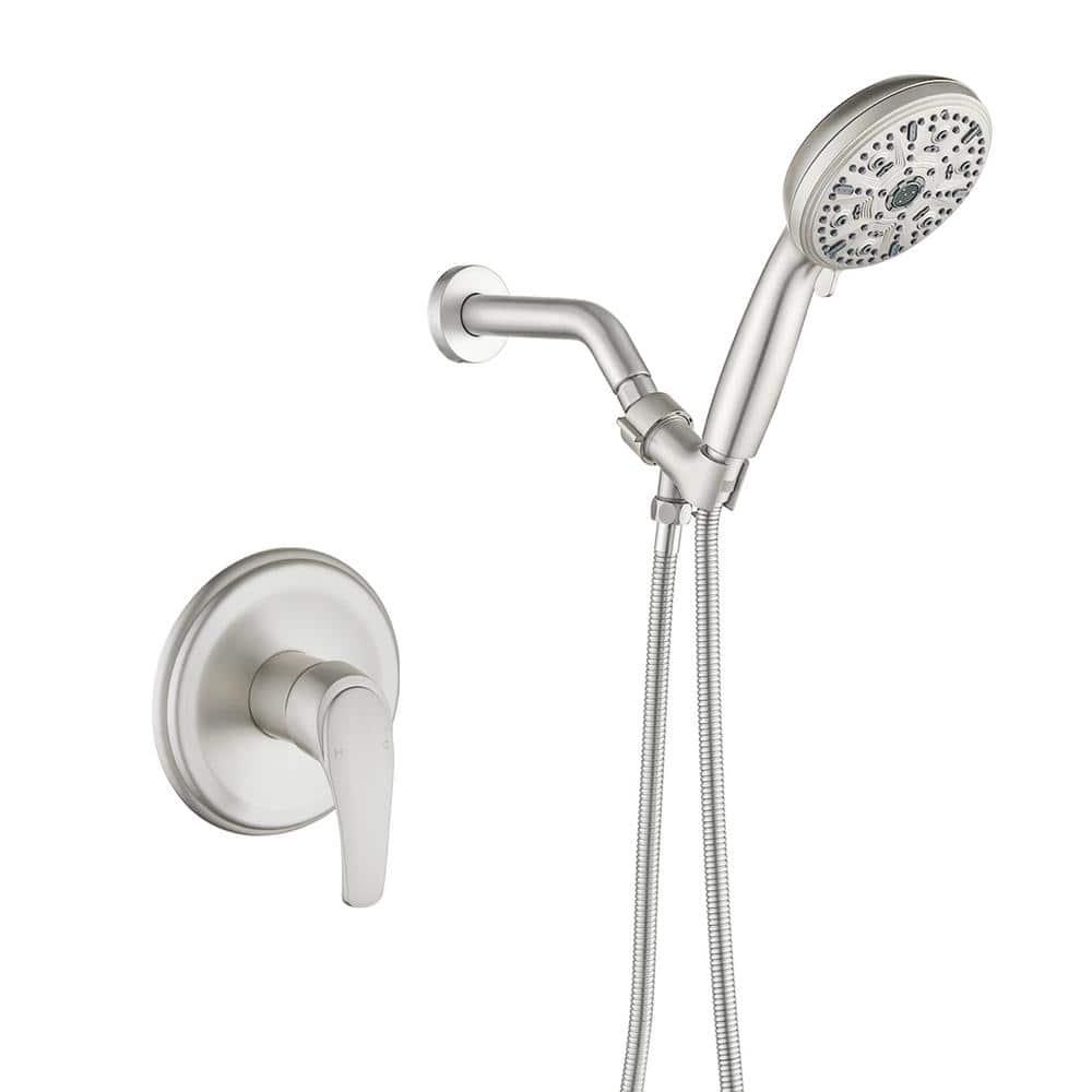 Single-Handle Shower Faucet Set Shower Kit with Valve Shower Trim Kit with 10 Spray Handheld Shower Head System Shower Valve and Trim Kit Brushed Nickel Shower Fixtures