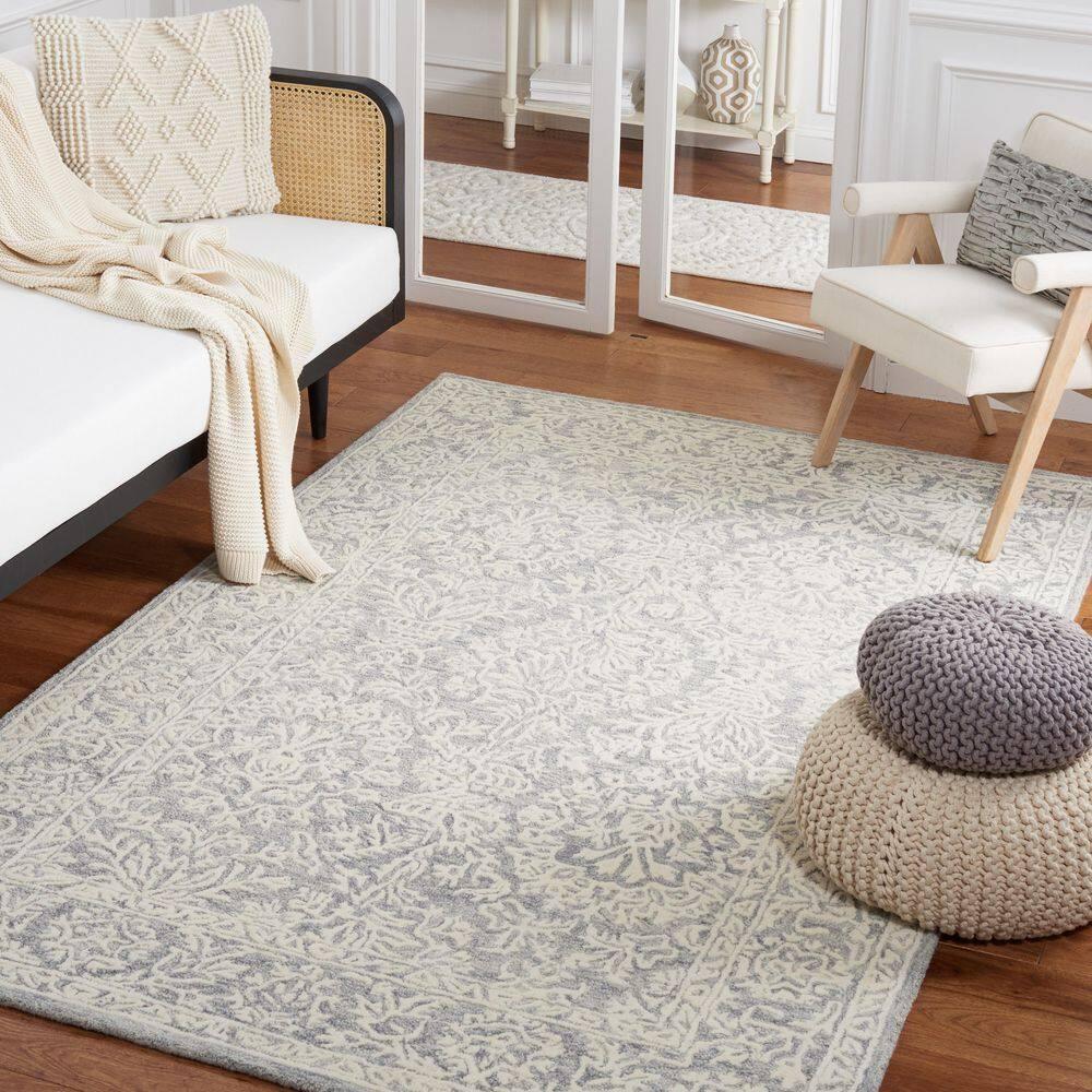 Metro MET864 Hand Tufted Indoor Area Rug - Dark Grey/Ivory - 6'x6' - Safavieh