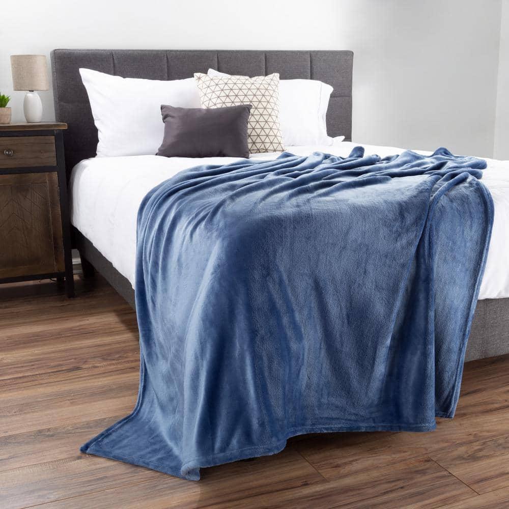 Flannel Fleece Throw Blanket- For Couch, Home Décor, Sofa & Chair- Oversized 60 x 70 - Lightweight, Soft & Plush Microfiber in Infinity Blue by LHC