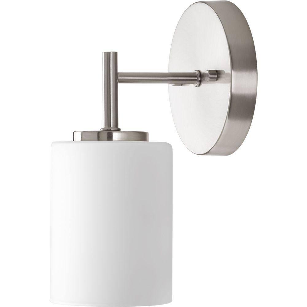 Progress Lighting Replay 1-Light Bath & Vanity, Brushed Nickel, Porcelain, Up/Down Mounting, Shade Included