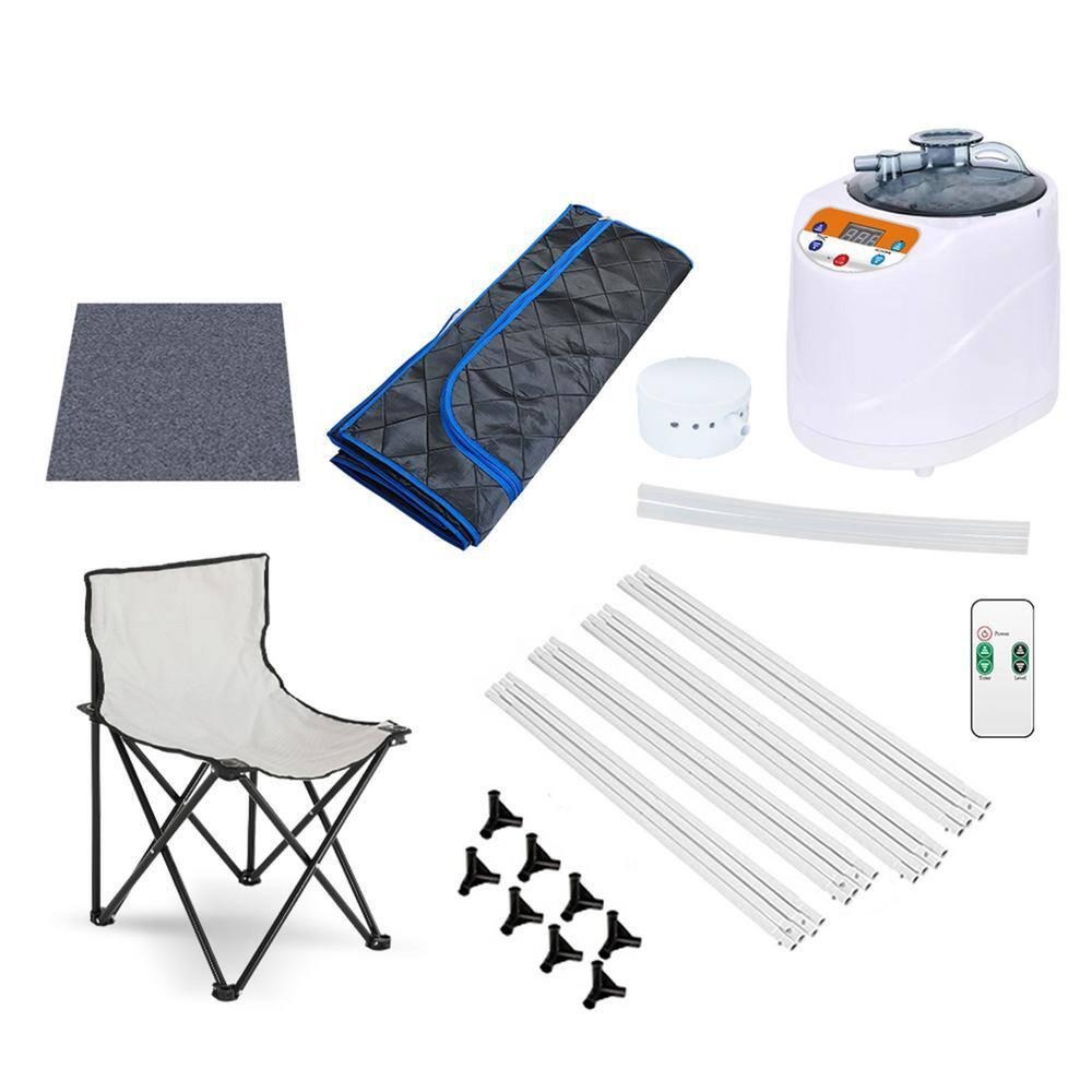 JOMEED 31 x 31 Inch Quilted Zip Indoor Sauna Relaxing Home Spa with Steamer, Sauna Tent, Detachable Frame, Foldable Chair and Remote Control, Black