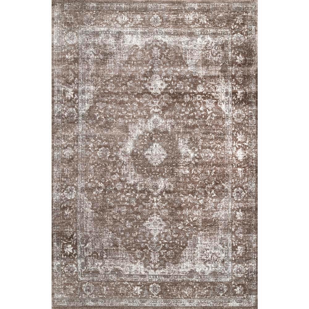 Nuloom Verona Oriental/Persian 4x6 Indoor Area Rug for Living Room Bedroom Dining Room Kitchen, Brown/Off White