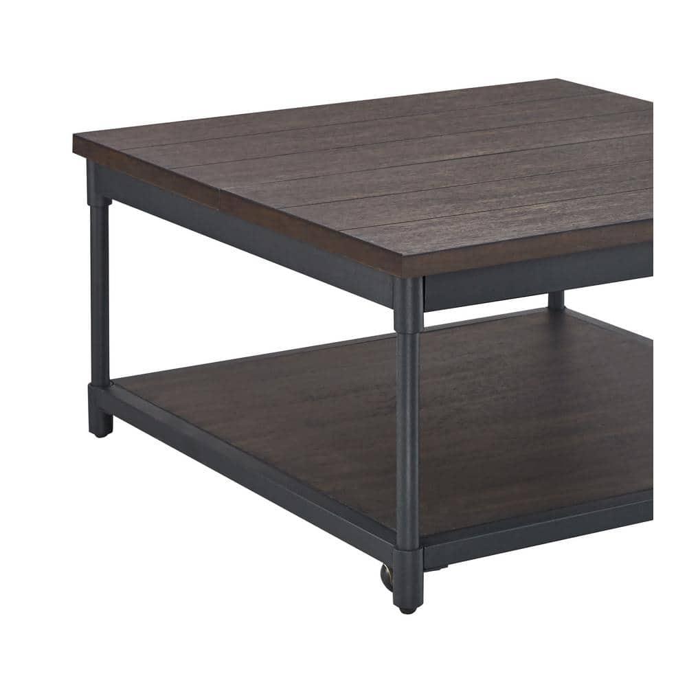 Prescott Lift Top Square Cocktail Table Dark Brown - Steve Silver Co.: Rustic Style, Metal Frame, Wood Veneer Top