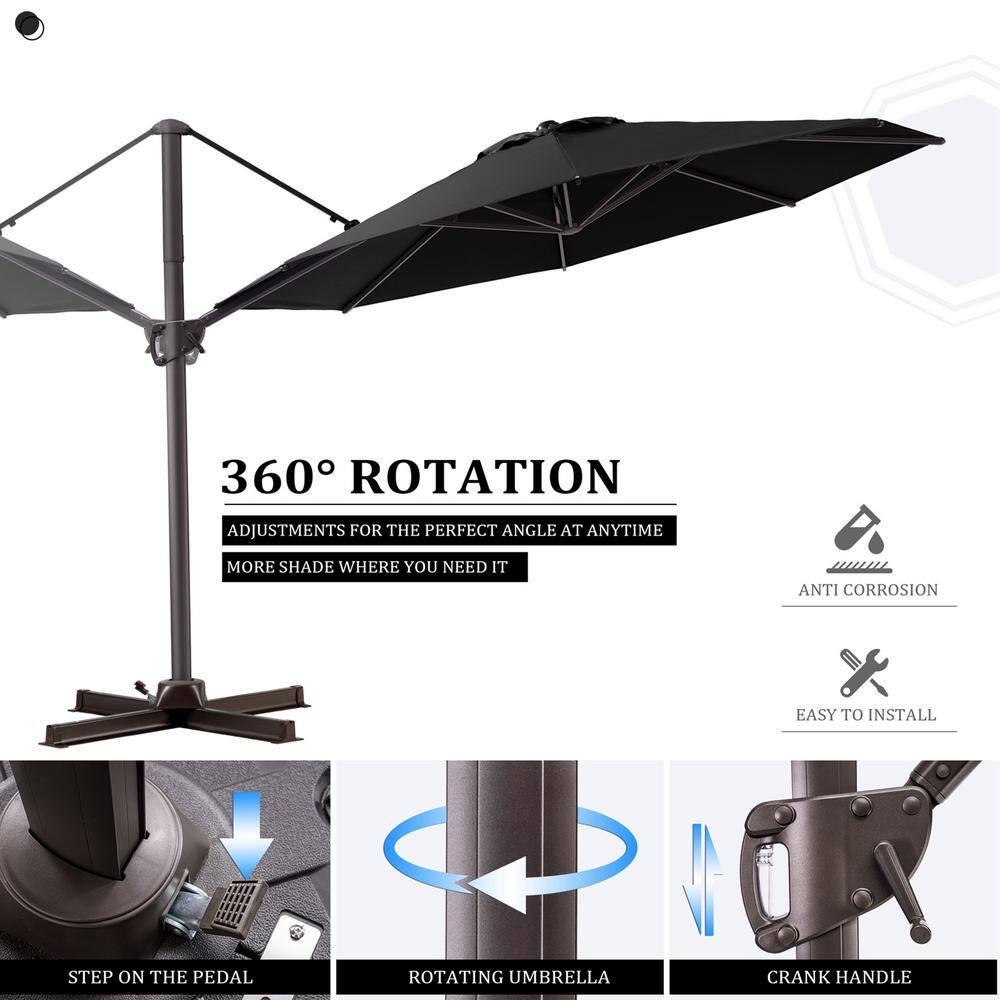 Pellebant  11' Outdoor Patio Cantilever Offset Umbrella Round, Base Not Included Black