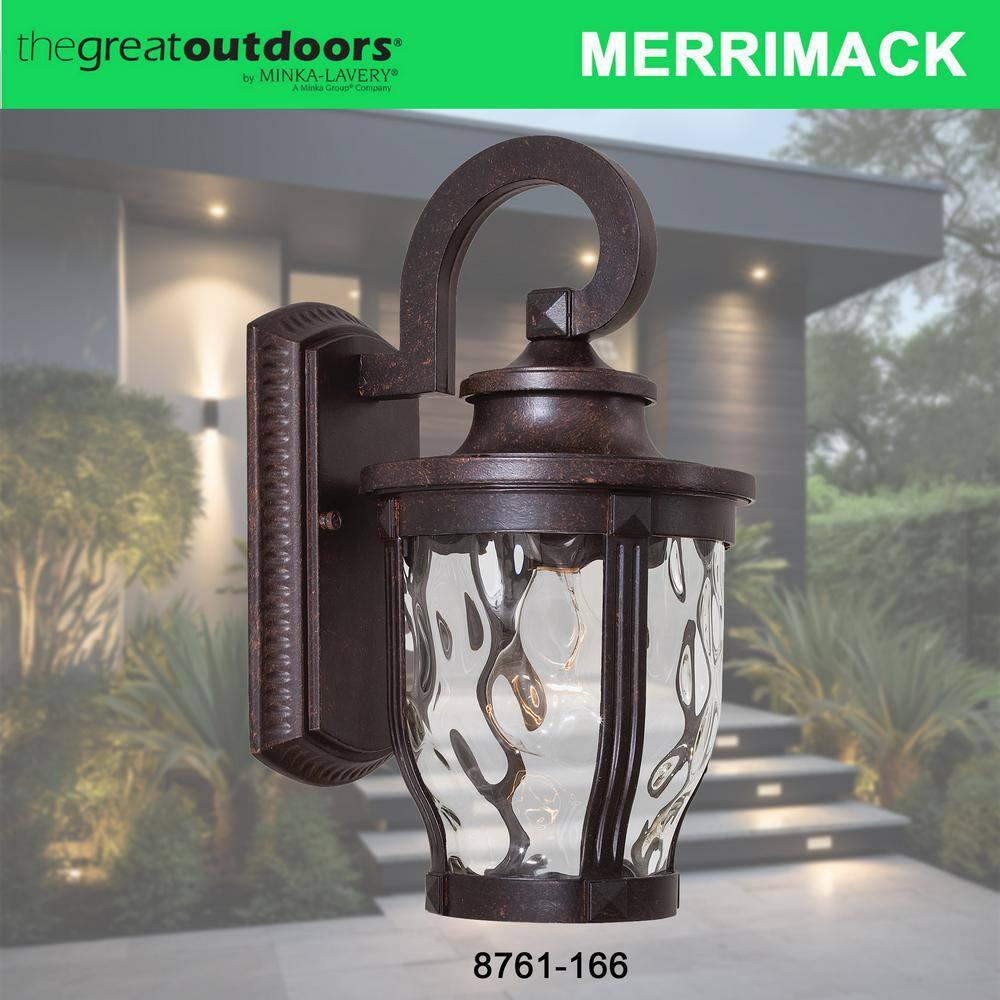 Minka Lavery Rustic Outdoor Wall Light Fixture Corona Bronze 12 1/4" Clear Hammered Glass for Post Exterior Deck Porch Yard Patio
