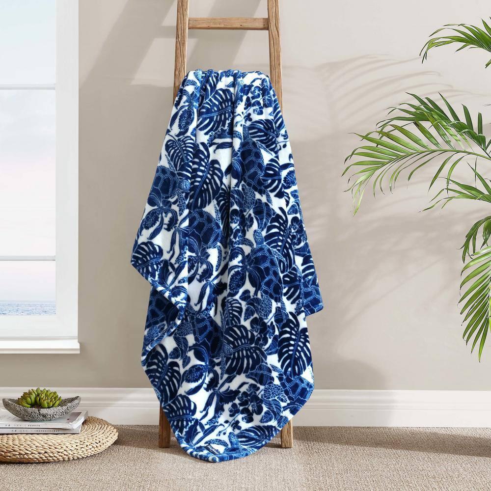 Tommy Bahama Home Wallpaper Leaves Plain Weave / Muslin Throw Blanket
