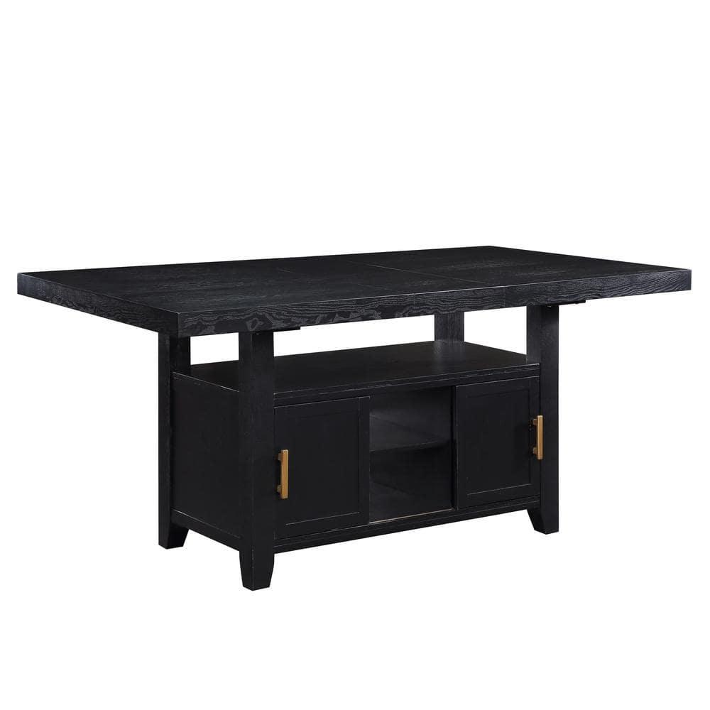Yves Charcoal Wood Extendable Counter Height Dining Table with Storage