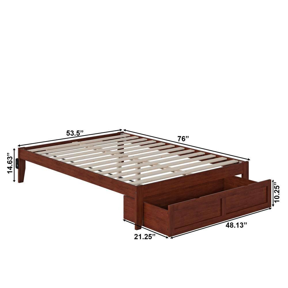 AFI Furnishings Colorado Full Bed with Foot Drawer and USB Turbo Charger in Walnut