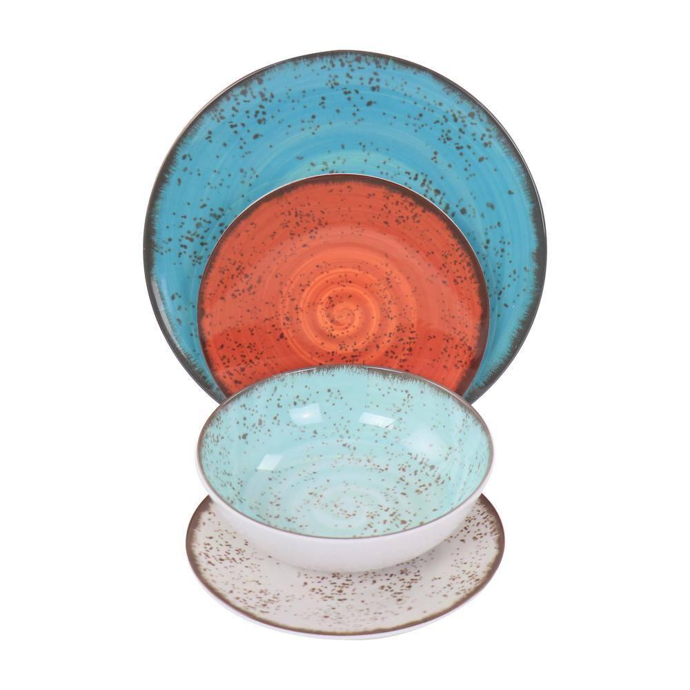Elama Pryce 12 Piece Melamine Dinnerware Set is Assorted Colors