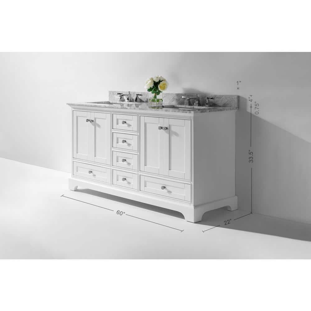 Ancerre Designs Audrey 60" Wood Bathroom Vanity Set in White