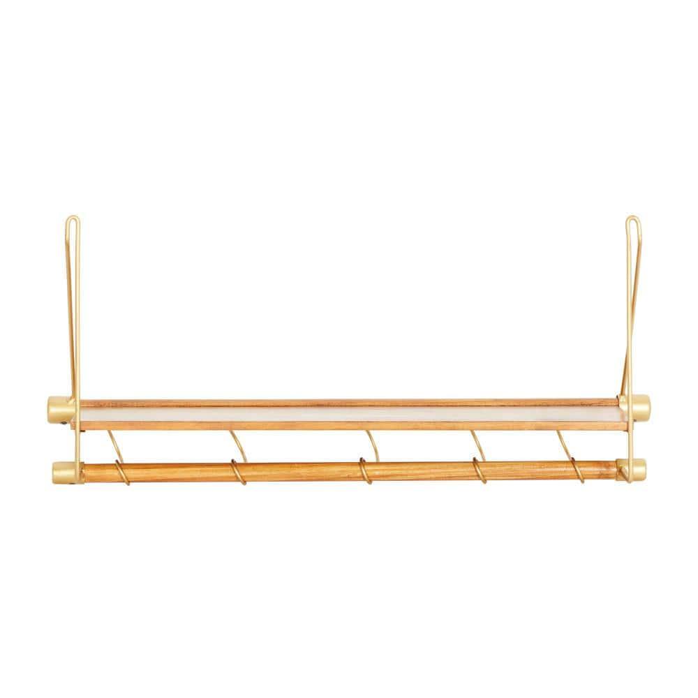 DecMode Gold Wood Contemporary Wall Hook