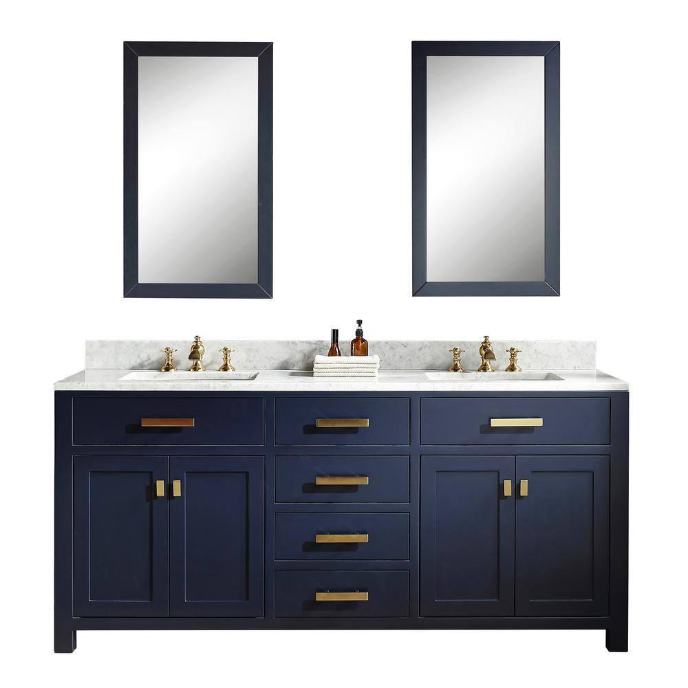 Madison 72" Monarch Blue Double Sink Vanity with Marble Top