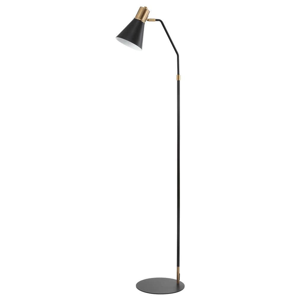 Apollo 61" Modern Metal LED Task Floor Lamp, Black/Brass Gold