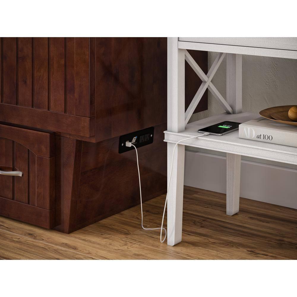 AFI Nantucket Twin Solid Wood Murphy Bed Chest with Mattress, Drawer & Charger, Walnut