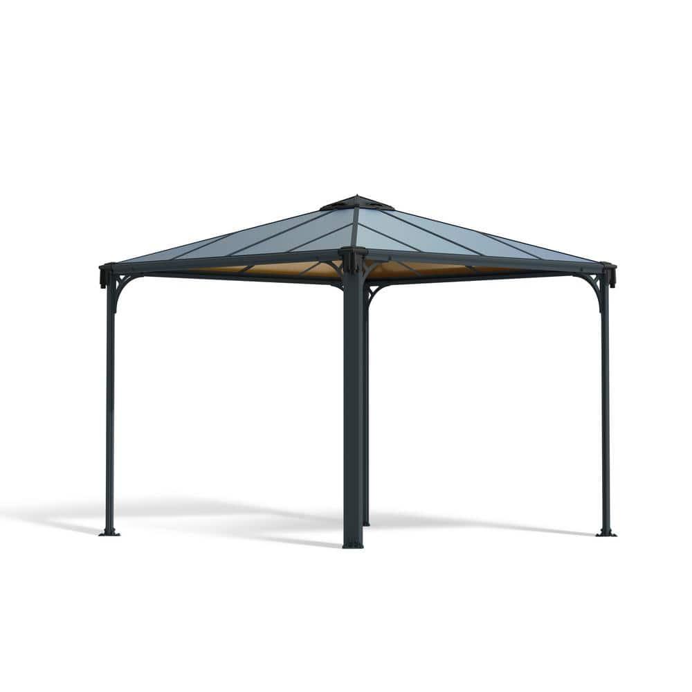 Canopia Palram - Canopia Palermo 10' X 10' Aluminum Hardtop Gazebo With Polycarbonate Roof Panels Durable Outdoor Patio Shelter Gray/Bronze