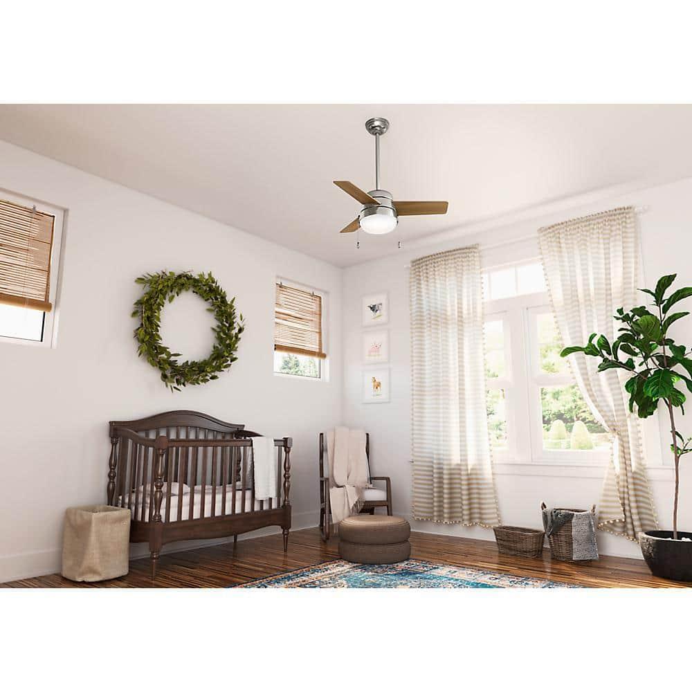 Aker 36" 3 - Blade Standard Ceiling Fan with Lights and Pull Chains