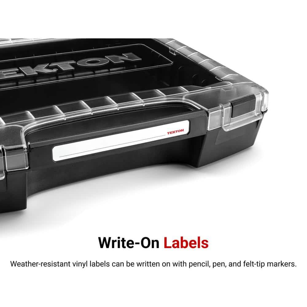 Red and Black Plastic Stacking Tool Box with Clear Lid