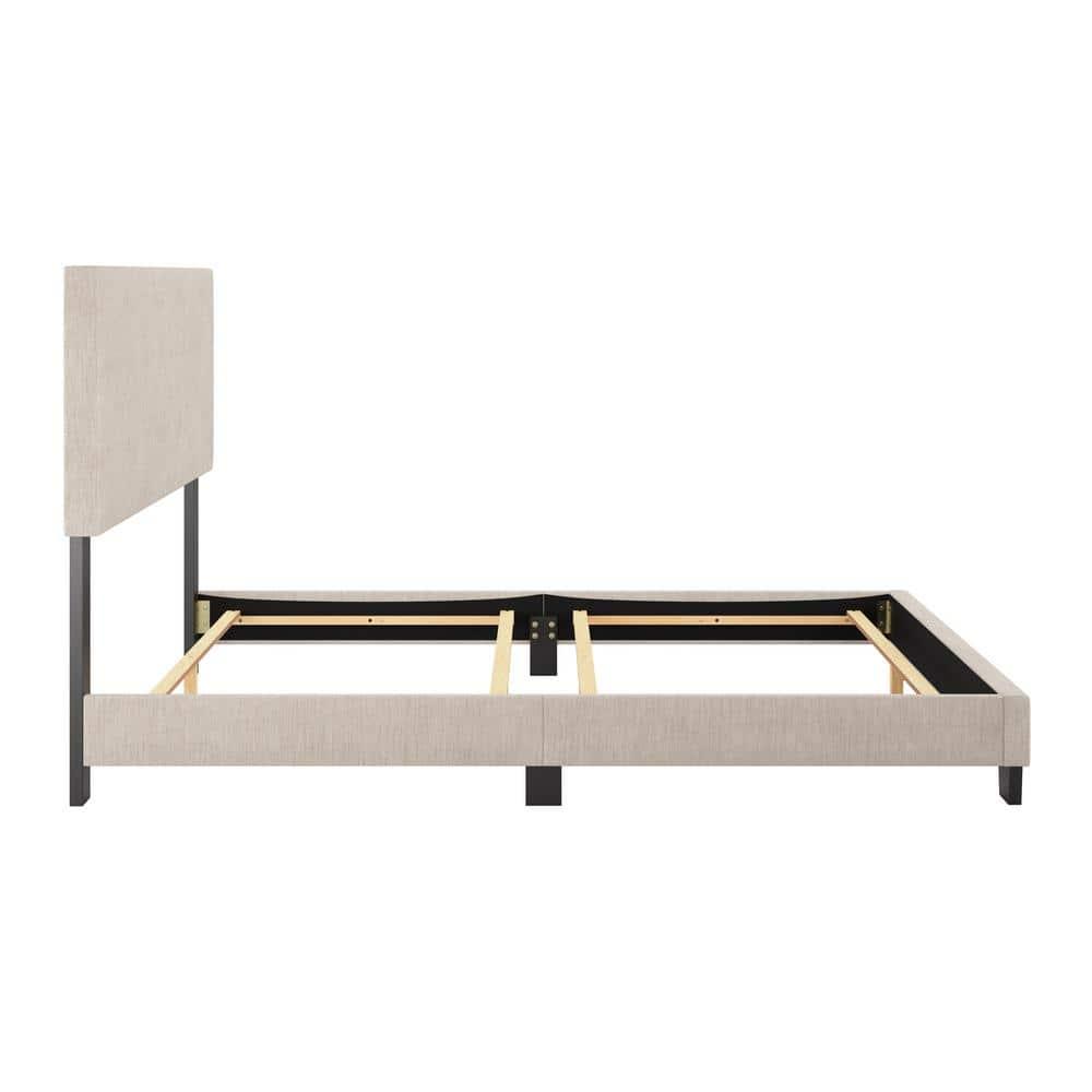 Celeste Modern Upholstered Queen Bed Beige - CorLiving: Polyester Fabric, MDF & Wood Frame, 551 lbs Capacity