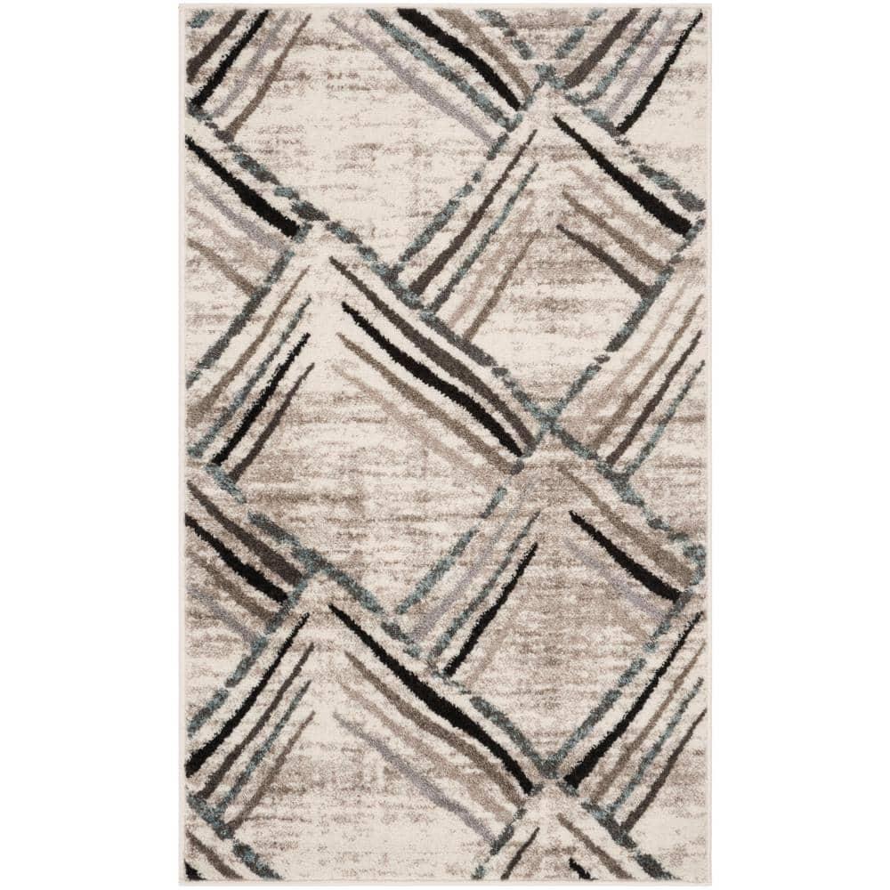 Amsterdam AMS112 Power Loomed Indoor Accent Rug - Cream/Charcoal - 3'x5' - Safavieh