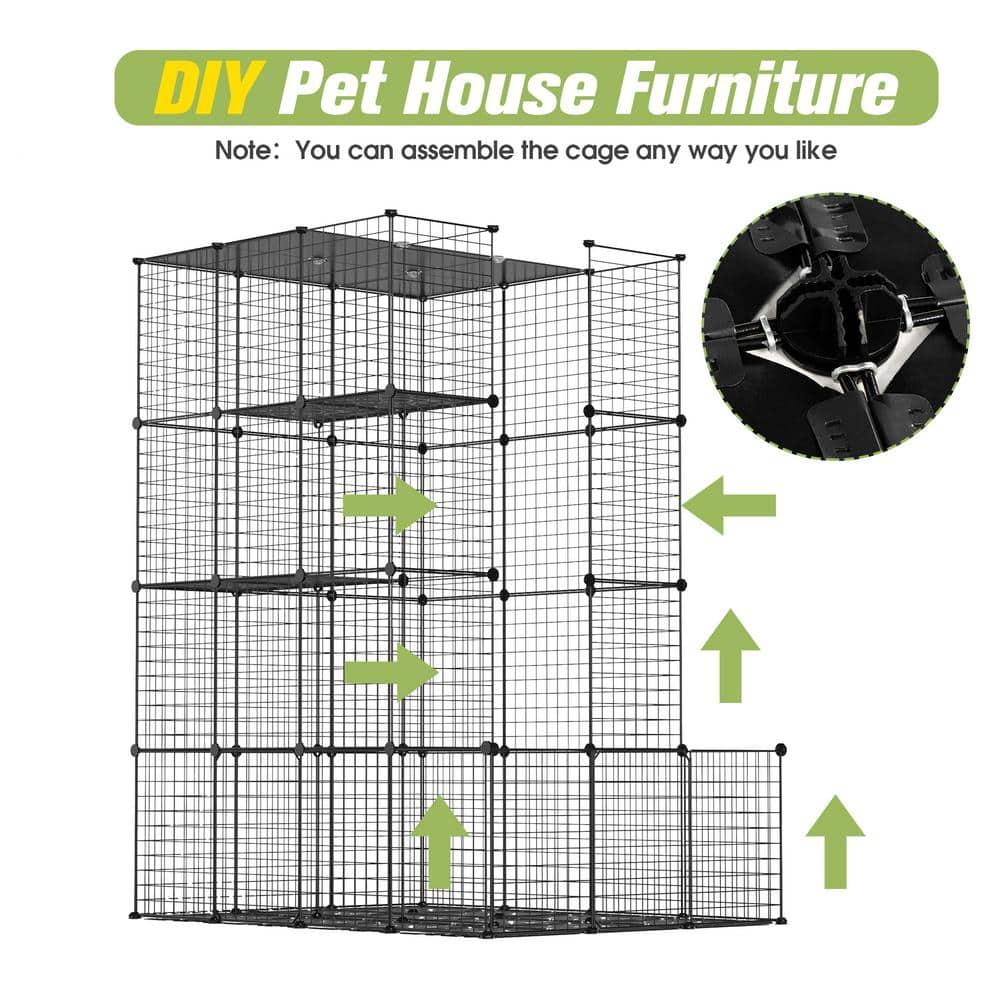 Coziwow Extra Large DIY Cat Cage Playpen, Metal Wire Kennels, Pet Cage for Rabbit Small Animal Indoor, Black