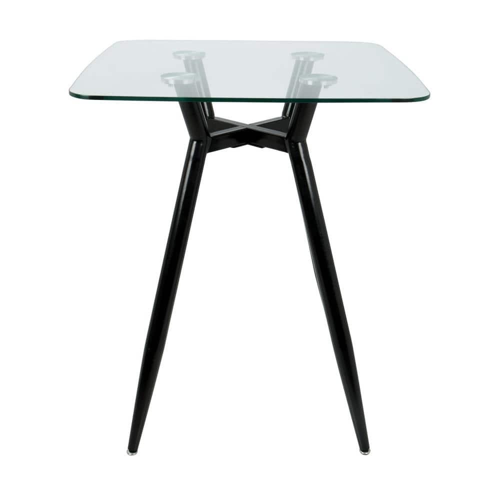 Clara Mid-Century Modern Square Counter Table Clear - LumiSource: Geometric Metal Base, 4-Seat Pub Style