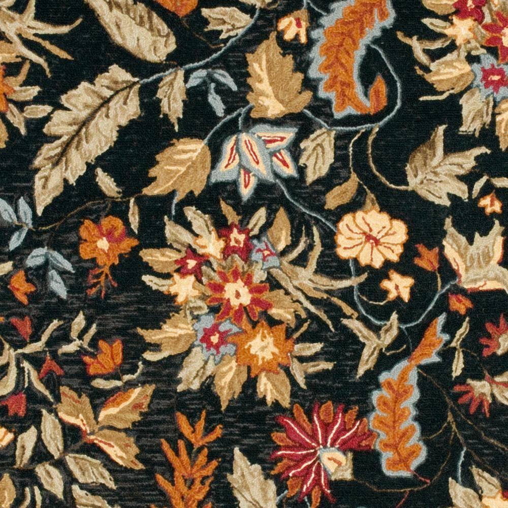 SAFAVIEH Chelsea Alaia Floral Wool Area Rug, Black, 6' x 6' Square