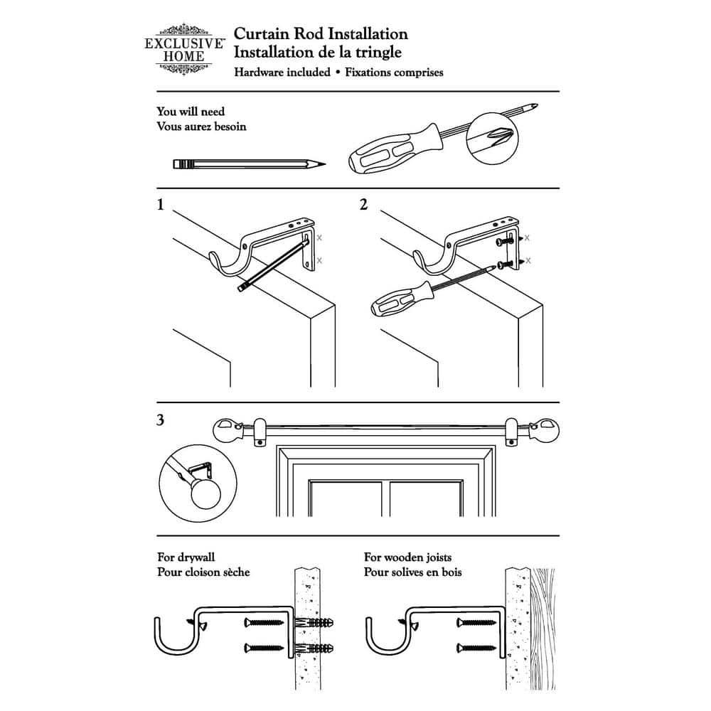 Exclusive Home 36"-72" Duke Curtain Rod - Gunmetal: Matte Iron, Single Rod, 25 lb Capacity, Rounded Cap Finial
