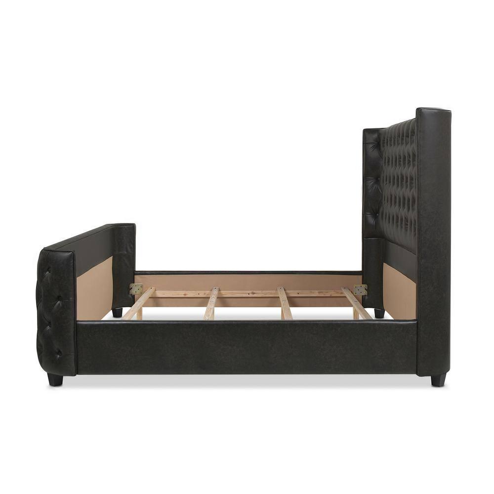 Brooklyn King-Size Luxe Wood Frame Upholstered Bed with Tufted Nailhead Trim